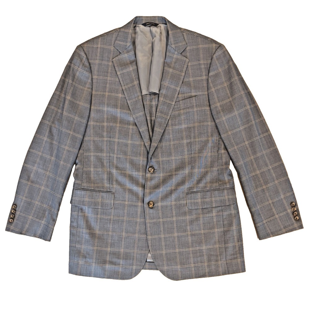 Brooks Brothers BrooksCool Madison Fit 42L Sport Coat Windowpane Gray Summer